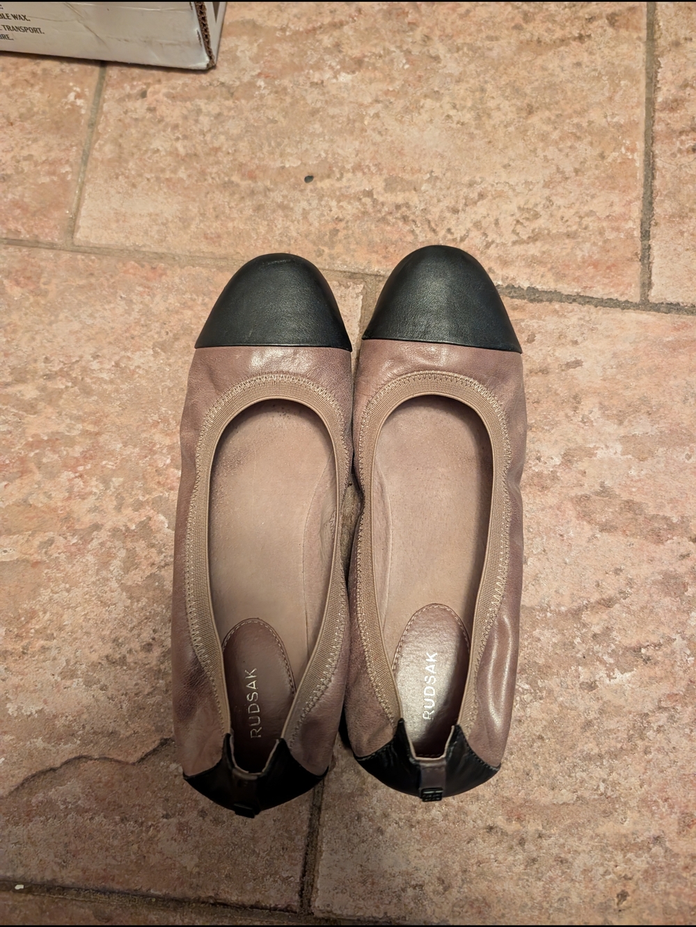 Rudsak Taupe Ballet Flats with Black Cap Toe
